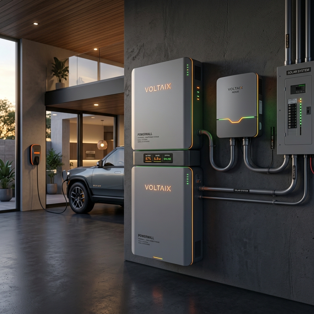 Solar battery backup storage